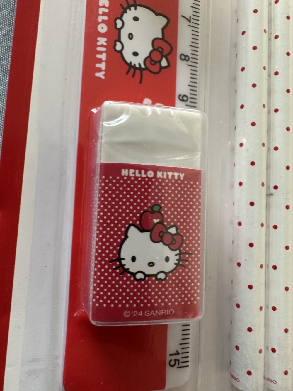 Sanrio Hello Kitty Eraser Pencil Ruler Sharpener Set - Picture 5 of 11